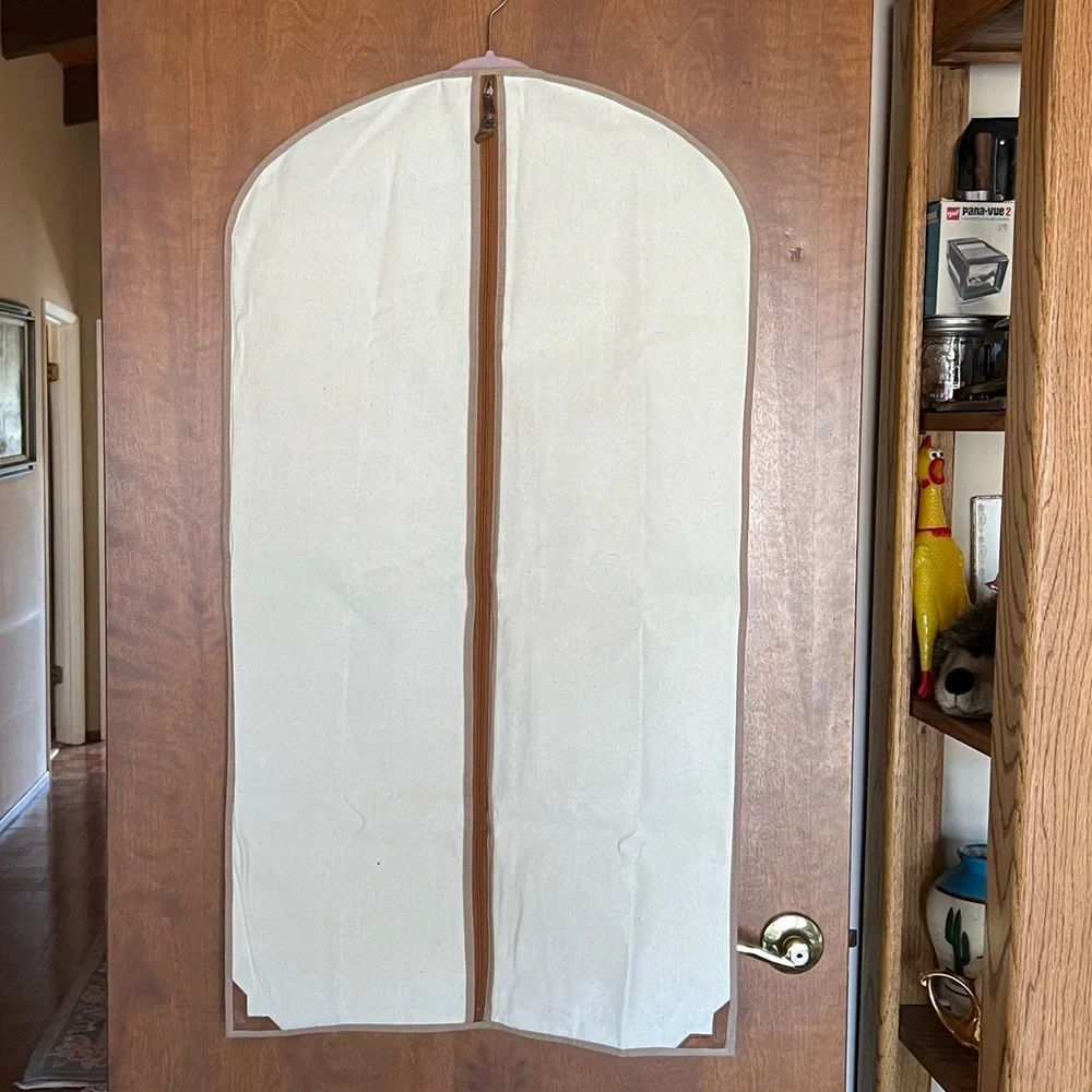 Elegant Cream Garment Bag for Door Storage